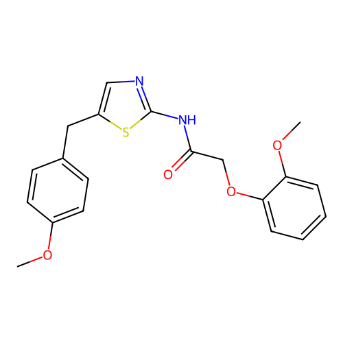 N-[5-(4-methoxybenzyl)-1,3-thiazol-2-yl]-2-(2-methoxyphenoxy)acetamide structure