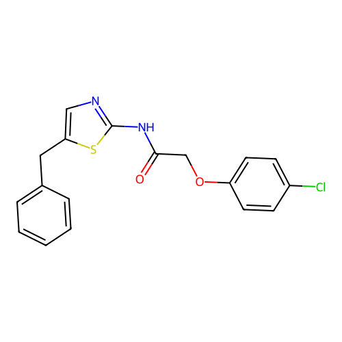 N-(5-benzyl-1,3-thiazol-2-yl)-2-(4-chlorophenoxy)acetamide structure