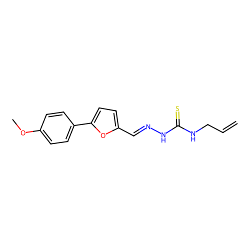 (2E)-2-{[5-(4-methoxyphenyl)furan-2-yl]methylidene}-N-(prop-2-en-1-yl)hydrazinecarbothioamide structure