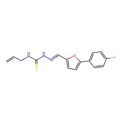(E)-N-allyl-2-((5-(4-fluorophenyl)furan-2-yl)methylene)hydrazinecarbothioamide structure