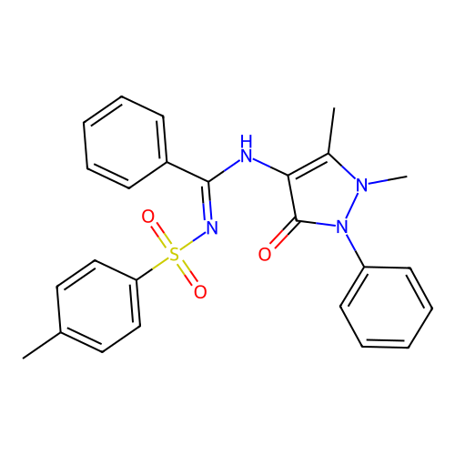 N-(1,5-dimethyl-3-oxo-2-phenylpyrazol-4-yl)-N'-(4-methylphenyl)sulfonylbenzenecarboximidamide structure