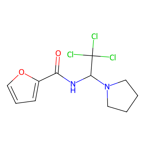 N-(2,2,2-trichloro-1-(pyrrolidin-1-yl)ethyl)furan-2-carboxamide structure