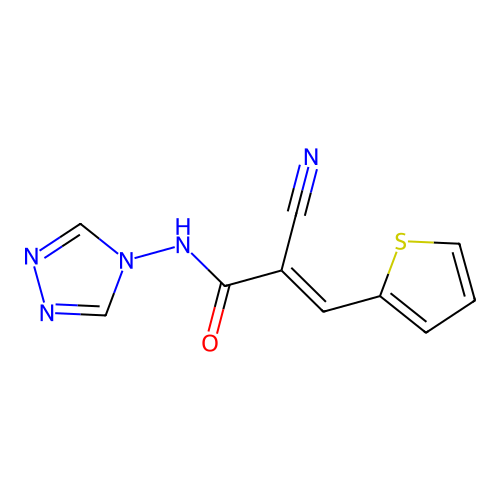 (2E)-2-cyano-3-(thiophen-2-yl)-N-(4H-1,2,4-triazol-4-yl)prop-2-enamide structure