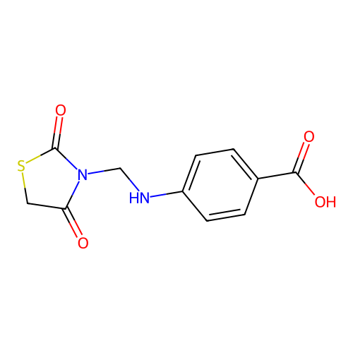 4-{[(2,4-Dioxo-1,3-thiazolidin-3-yl)methyl]amino}benzoic acid structure