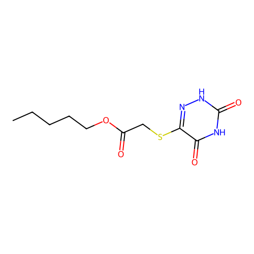 Pentyl 2-[(3,5-dioxo-2,3,4,5-tetrahydro-1,2,4-triazin-6-yl)sulfanyl]acetate structure