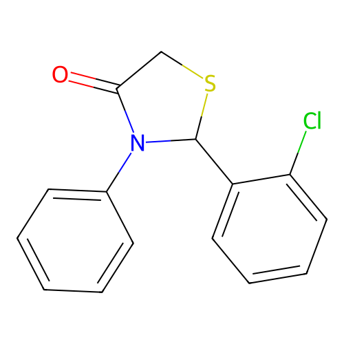 2-(2-Chlorophenyl)-3-phenyl-1,3-thiazolidin-4-one structure
