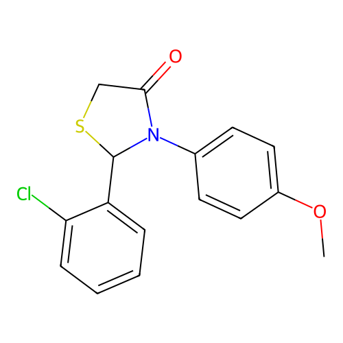 2-(2-Chlorophenyl)-3-(4-methoxyphenyl)-1,3-thiazolidin-4-one structure