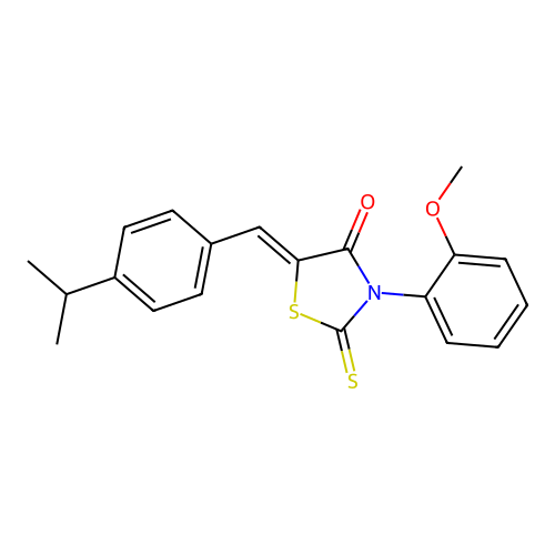 (5Z)-3-(2-methoxyphenyl)-5-[4-(propan-2-yl)benzylidene]-2-thioxo-1,3-thiazolidin-4-one structure