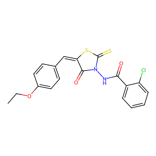 2-Chloro-N-(5-(4-ethoxy-benzylidene)-4-oxo-2-thioxo-thiazolidin-3-YL)-benzamide structure