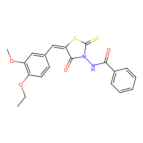N-[(5E)-5-(4-ethoxy-3-methoxybenzylidene)-4-oxo-2-thioxo-1,3-thiazolidin-3-yl]benzamide structure