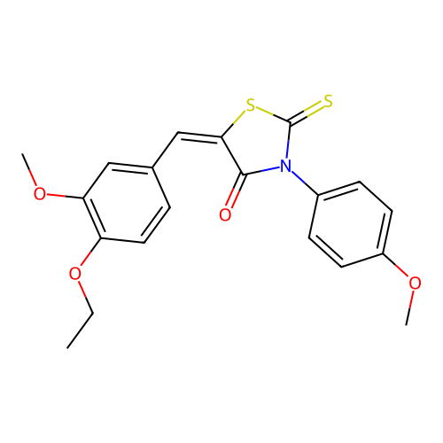 (5E)-5-(4-ethoxy-3-methoxybenzylidene)-3-(4-methoxyphenyl)-2-thioxo-1,3-thiazolidin-4-one structure
