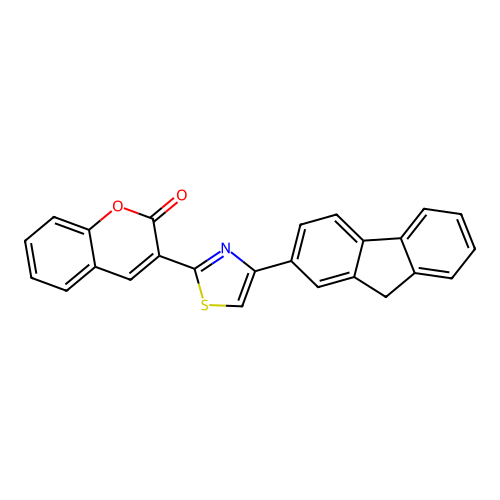 3-[4-(9H-fluoren-2-yl)-1,3-thiazol-2-yl]-2H-chromen-2-one structure