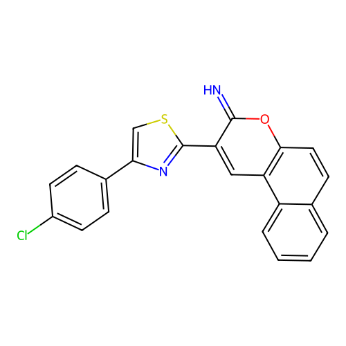 2-[4-(4-chlorophenyl)-1,3-thiazol-2-yl]-3H-benzo[f]chromen-3-imine structure