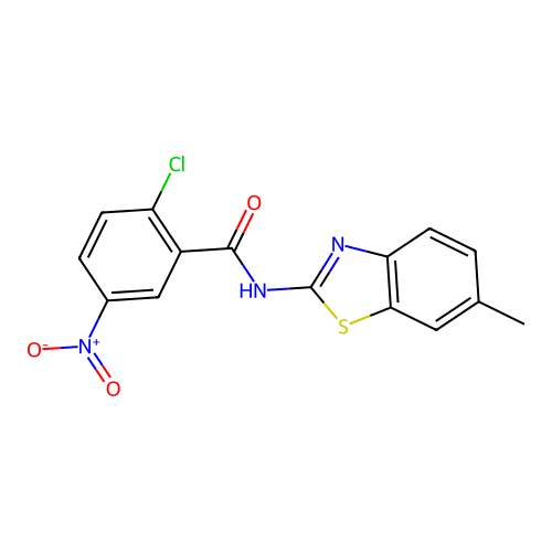 2-chloro-N-(6-methyl-1,3-benzothiazol-2-yl)-5-nitrobenzamide structure