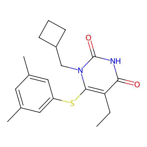 1-(Cyclobutylmethyl)-6-(3,5-dimethylphenyl)sulfanyl-5-ethyl-pyrimidine-2,4-dione structure