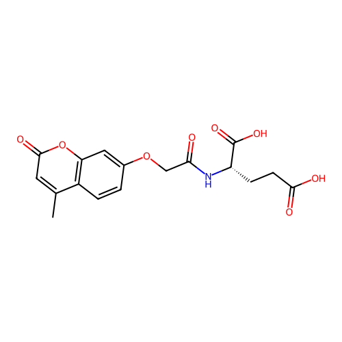 (2S)-2-[[2-(4-methyl-2-oxochromen-7-yl)oxyacetyl]amino]pentanedioic acid structure