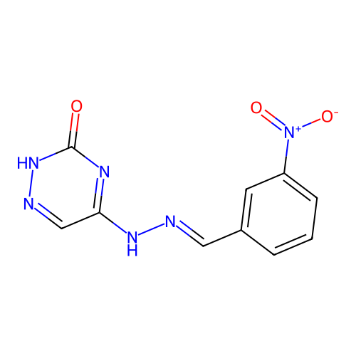 5-[(2E)-2-(3-nitrobenzylidene)hydrazinyl]-1,2,4-triazin-3-ol structure