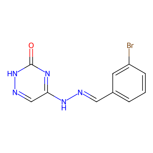 5-[(2E)-2-(3-bromobenzylidene)hydrazinyl]-1,2,4-triazin-3-ol structure