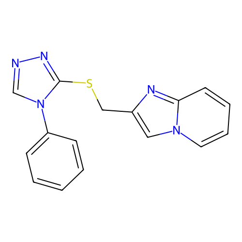 2-{[(4-phenyl-4H-1,2,4-triazol-3-yl)sulfanyl]methyl}imidazo[1,2-a]pyridine structure