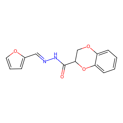 N'-(2-furylmethylene)-2,3-dihydro-1,4-benzodioxine-2-carbohydrazide structure