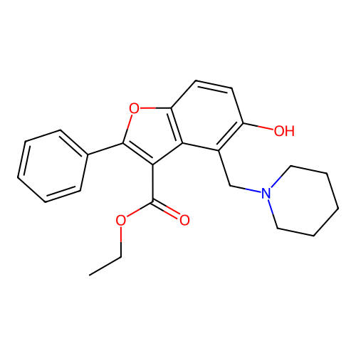 Ethyl 5-hydroxy-2-phenyl-4-(piperidylmethyl)benzo[b]furan-3-carboxylate structure