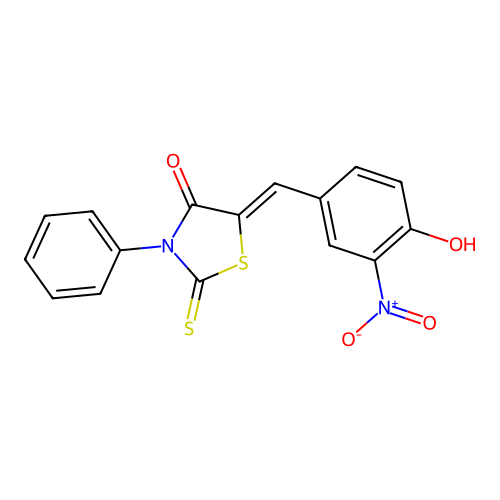(Z)-5-(4-hydroxy-3-nitrobenzylidene)-3-phenyl-2-thioxothiazolidin-4-one structure