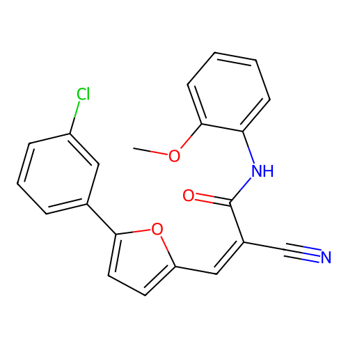 (Z)-3-(5-(3-chlorophenyl)furan-2-yl)-2-cyano-N-(2-methoxyphenyl)acrylamide structure