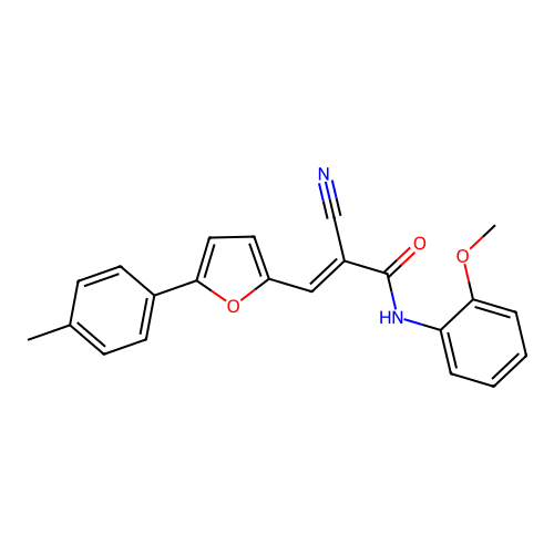 (E)-2-cyano-N-(2-methoxyphenyl)-3-(5-(p-tolyl)furan-2-yl)acrylamide structure