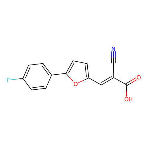 (2E)-2-cyano-3-[5-(4-fluorophenyl)furan-2-yl]prop-2-enoic acid structure