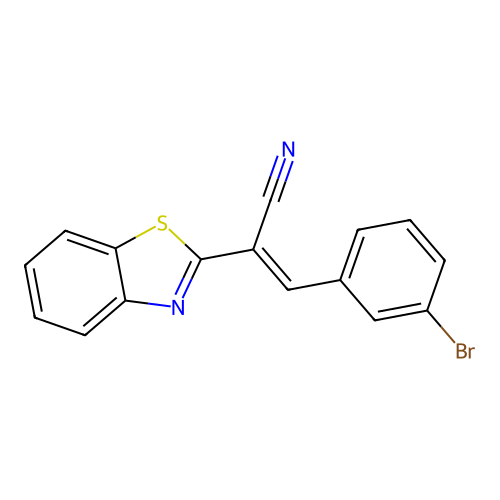 (2E)-2-(1,3-benzothiazol-2-yl)-3-(3-bromophenyl)prop-2-enenitrile structure