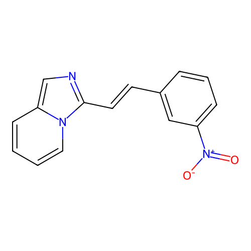 3-[(E)-2-(3-nitrophenyl)ethenyl]imidazo[1,5-a]pyridine structure