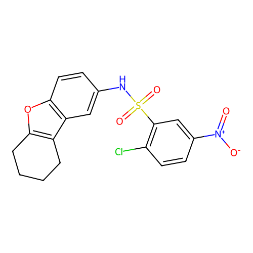 2-chloro-5-nitro-N-(6,7,8,9-tetrahydrodibenzofuran-2-yl)benzenesulfonamide structure