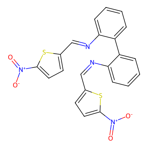 2,2'-Bis[({5-nitro-2-thienyl}methylene)amino]-1,1'-biphenyl structure