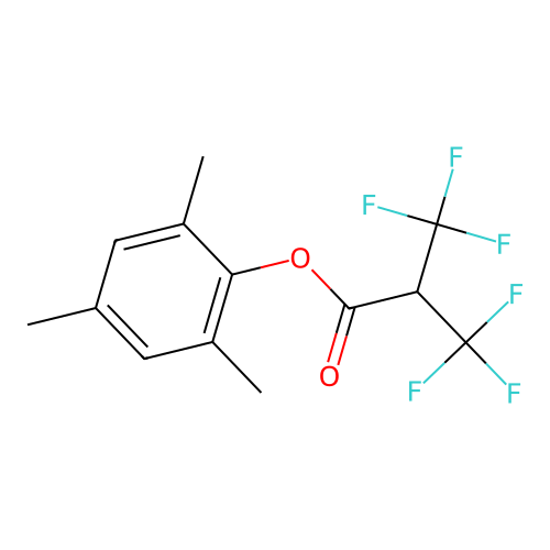 2,4,6-Trimethylphenyl 3,3,3-trifluoro-2-(trifluoromethyl)propanoate structure