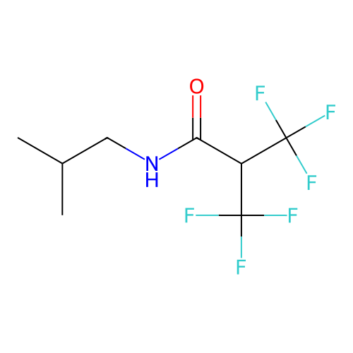 3,3,3-trifluoro-N-(2-methylpropyl)-2-(trifluoromethyl)propanamide structure