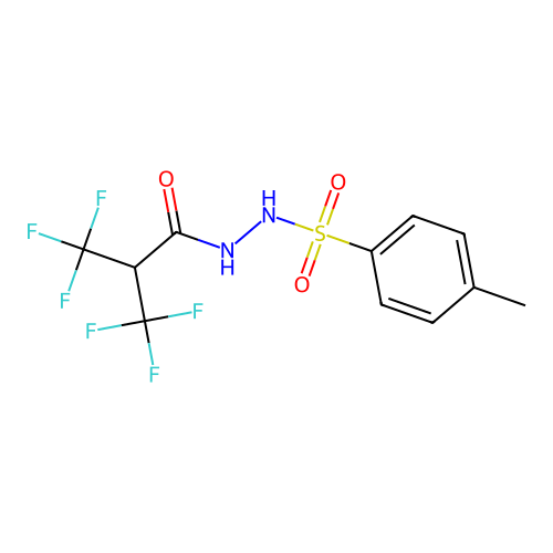 3,3,3-trifluoro-N'-[(4-methylphenyl)sulfonyl]-2-(trifluoromethyl)propanehydrazide structure