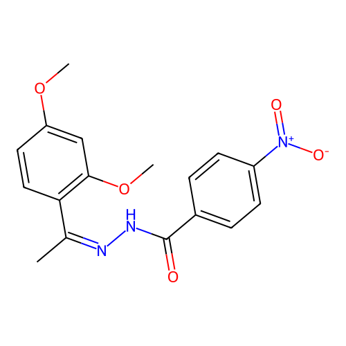 N-[1-(2,4-dimethoxyphenyl)ethylideneamino]-4-nitrobenzamide structure