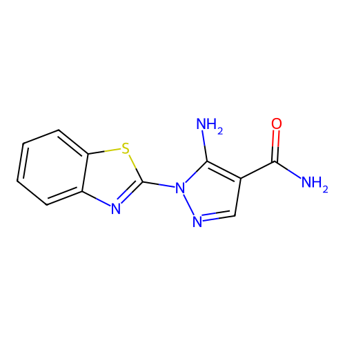 5-amino-1-(1,3-benzothiazol-2-yl)-1H-pyrazole-4-carboxamide structure