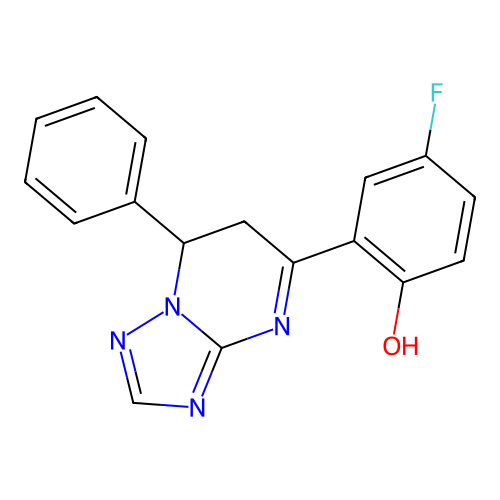 4-Fluoro-2-(7-phenyl-6,7-dihydro-[1,2,4]triazolo[1,5-a]pyrimidin-5-yl)phenol structure