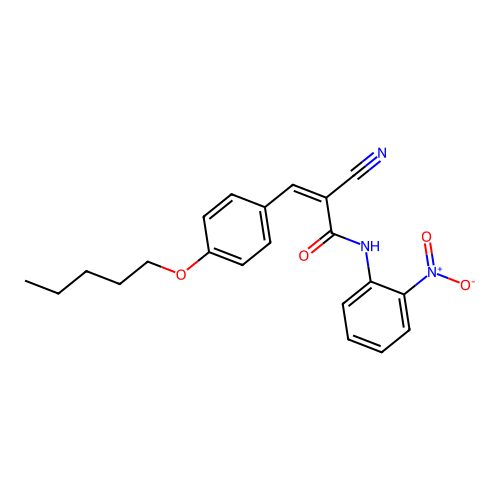 (Z)-2-cyano-N-(2-nitrophenyl)-3-(4-(pentyloxy)phenyl)acrylamide structure