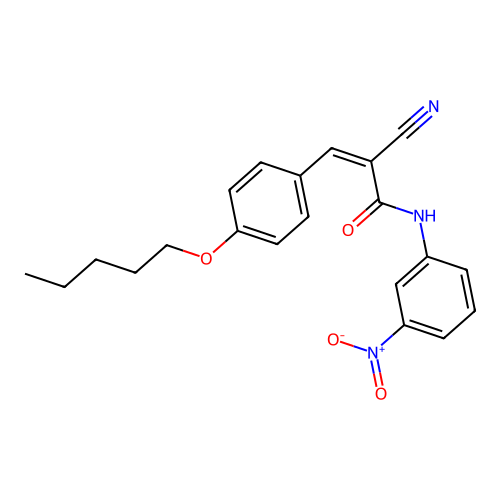 (Z)-2-cyano-N-(3-nitrophenyl)-3-(4-(pentyloxy)phenyl)acrylamide structure