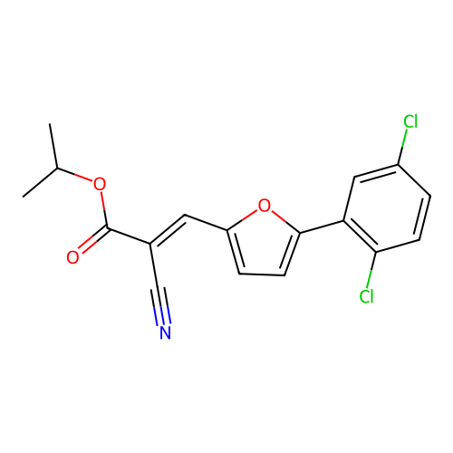 (E)-isopropyl 2-cyano-3-(5-(2,5-dichlorophenyl)furan-2-yl)acrylate structure
