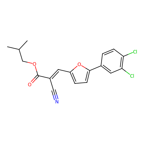 Isobutyl 2-cyano-3-[5-(3,4-dichlorophenyl)-2-furyl]acrylate structure