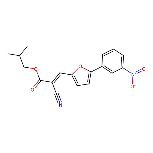 (E)-isobutyl 2-cyano-3-(5-(3-nitrophenyl)furan-2-yl)acrylate structure