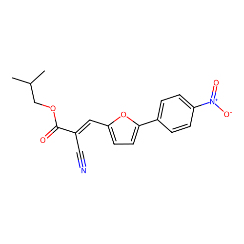 (E)-isobutyl 2-cyano-3-(5-(4-nitrophenyl)furan-2-yl)acrylate structure