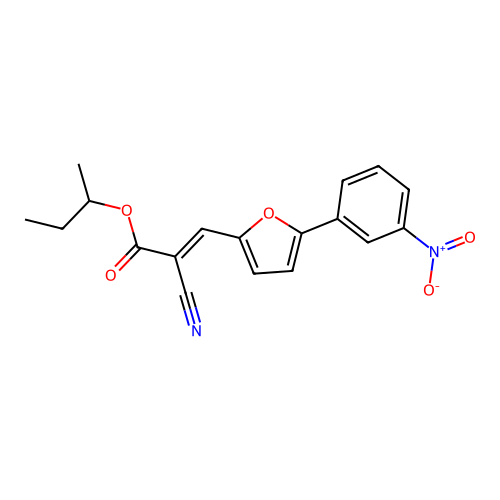(E)-sec-butyl 2-cyano-3-(5-(3-nitrophenyl)furan-2-yl)acrylate structure
