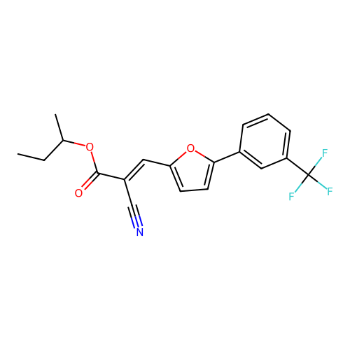 butan-2-yl (2E)-2-cyano-3-{5-[3-(trifluoromethyl)phenyl]furan-2-yl}prop-2-enoate structure