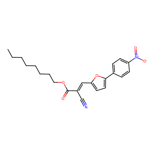 octyl (2E)-2-cyano-3-[5-(4-nitrophenyl)furan-2-yl]prop-2-enoate structure