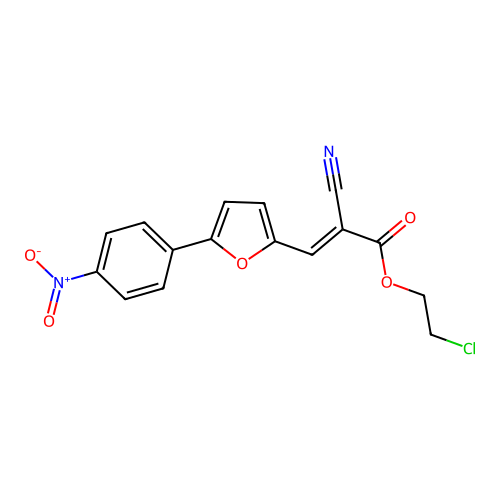 2-chloroethyl (2E)-2-cyano-3-[5-(4-nitrophenyl)furan-2-yl]prop-2-enoate structure