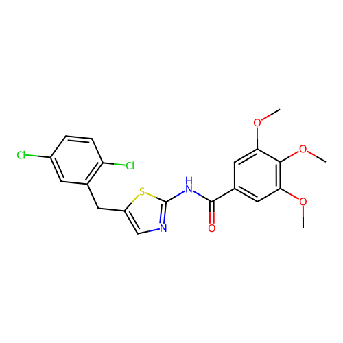 N-[5-(2,5-dichlorobenzyl)-1,3-thiazol-2-yl]-3,4,5-trimethoxybenzamide structure